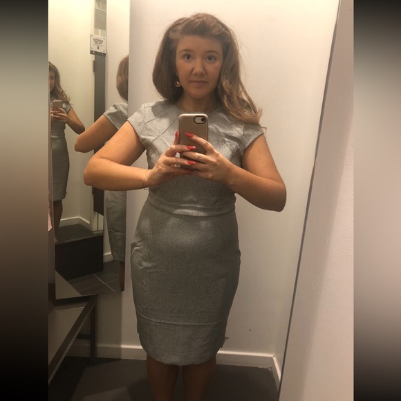 Like new H&M structured grey midi work dress - Picture 3 of 8